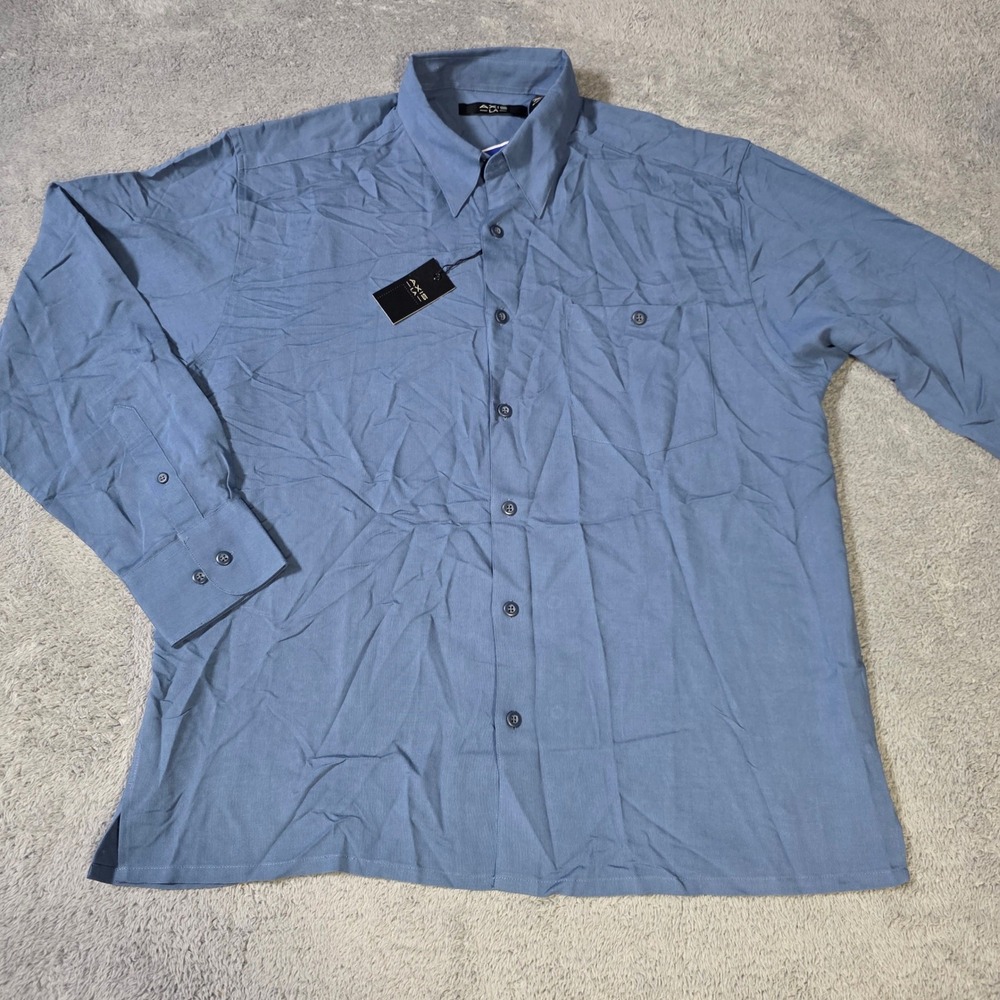 Axis LA Mens Large Button Down Shirt Blue Long Sleeve Textured AF8105X CBT